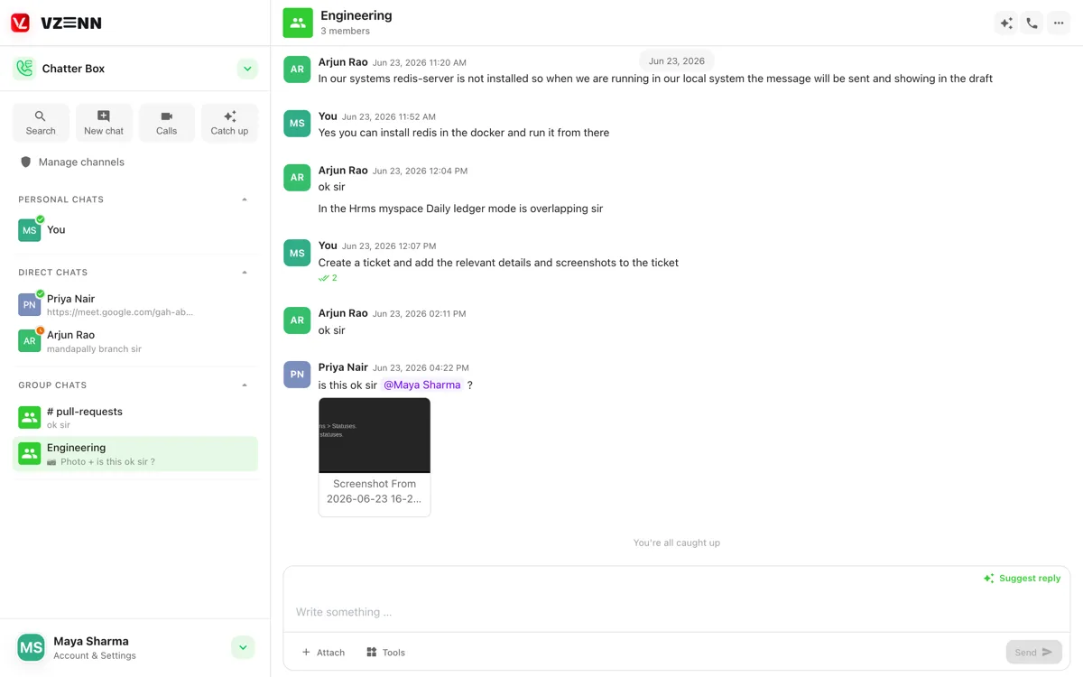 Meetings, chat & calls — built into the work
