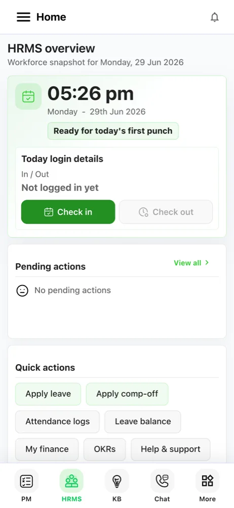 HRMS on mobile