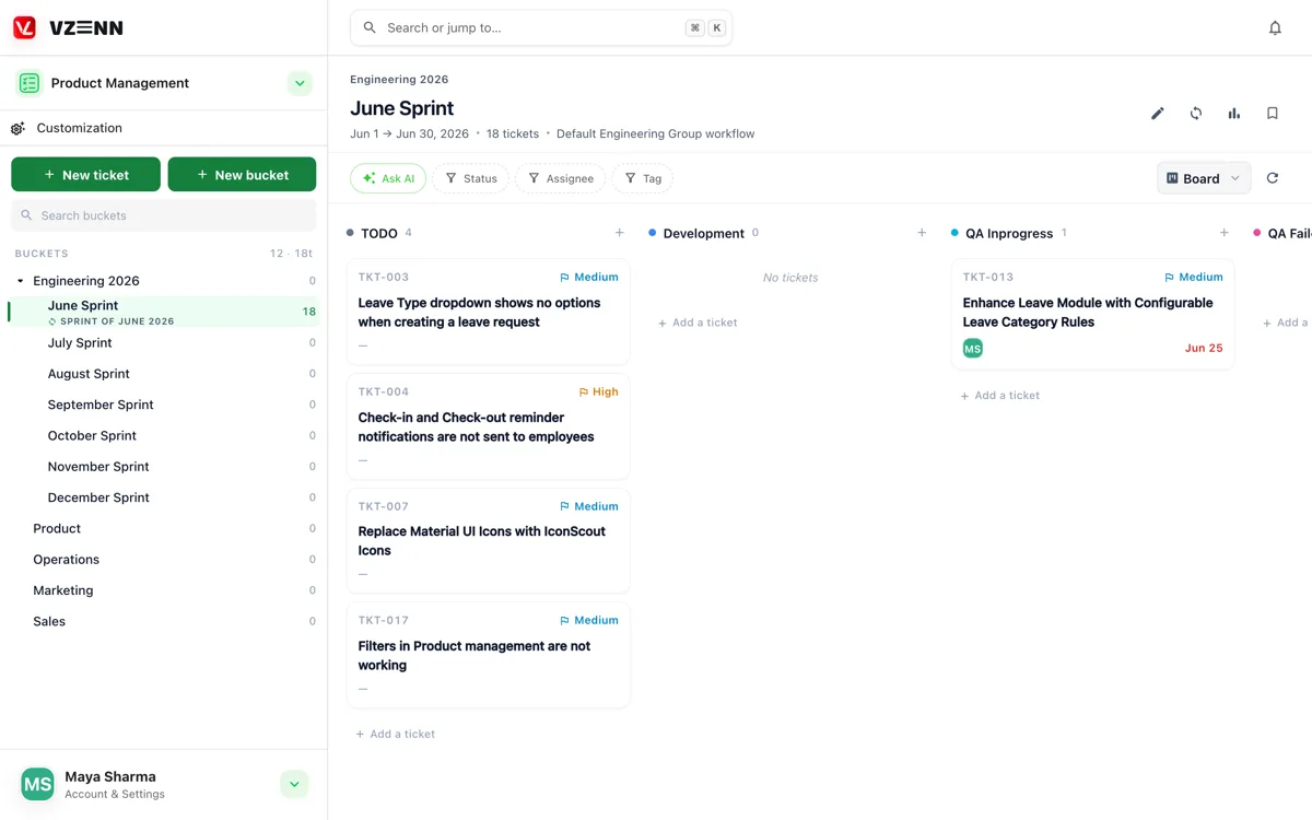 Boards, cycles and OKRs your team actually uses